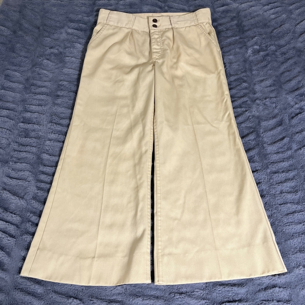 Vintage Levis Sta-Prest Wide Leg Khaki Trousers 30606-5118 Tan 28x26 70s Retro